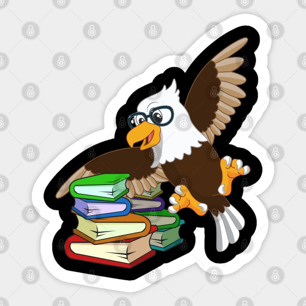 American Bald Eagle Anime Book Lover Sticker by TheBeardComic